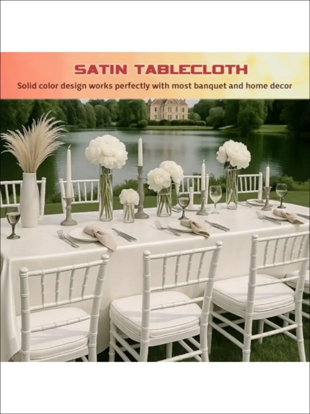 4 Pack Satin Tablecloth 100% Polyester 102x58 Rectangular Table Cover